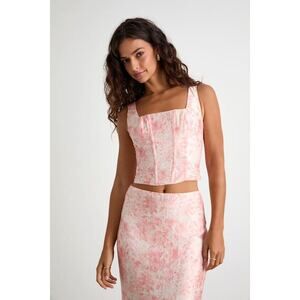 Lulus Lynelle Pink Floral Textured Sleeveless Bustier Top - Size M